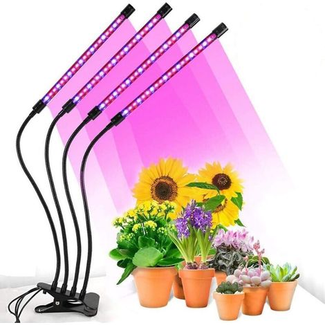 Lampe horticole LED - 5 V, lumière rouge et bleue, USB, quatre têtes - idéale pour l'éclairage d'appoint des plantes (1/5)