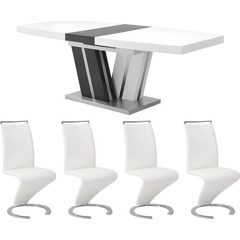 Ensemble table NOAMI + 4 chaises TWIZY - Blanc et gris (1/5)
