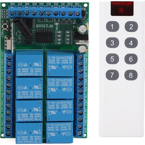 Module de télécommande 8 canaux 433,92 MHz multifonctionnel 100 m encodage fixe 24 V (1/5)