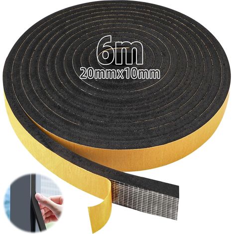 Bande d'étanchéité autocollante en caoutchouc mousse Pour porte, fenêtre Anti-collision Isolation acoustique (20x10mmx6m) (1/5)