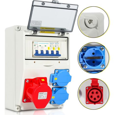 Single-phase construction site distribution box, electrical panel, wall ...