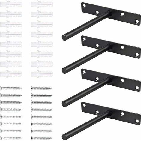 4pcs support d'étagère flottante acier massif caché étagère aveugle caché avec des vis marques d'étagère invisibles en acier métal pour les étagères en bois dissimulées murales HOME DIY (1/4)