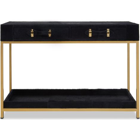 Interiors by Premier Hair on Hide Console Table, Black Modern Console Table with 2 Drawer Storage, Luxe Design with Gold Frame (1/5)