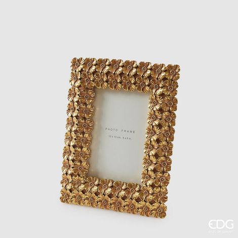 EDG Enzo De Gasperi Portafoto Fiorimix Rettangolare H 22 Cm L 17 Cm Gold (1/2)
