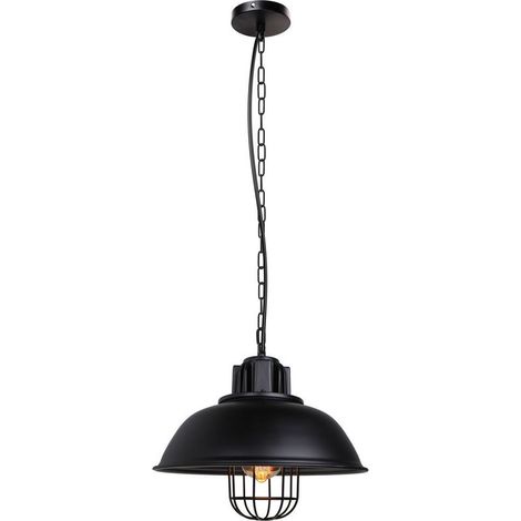 Suspension Luminaire Rétro Lampe À Suspension En Fer Métallique Plafonnier Vintage D'Intérieur Noir Pour Café Bureau Bar Club Ø33CM (1/5)