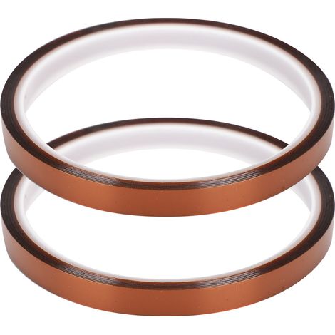 Lot de 2 rouleaux de ruban adhésif haute température 33 m, film polyimide jaune-brun, accessoire 8 mm (1/5)
