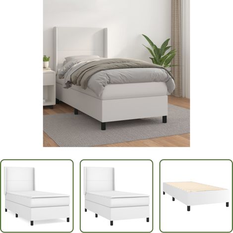 Kunstlederbett - Boxspringbett mit Matratze Weiß 90x200 cm Kunstleder (1/5)