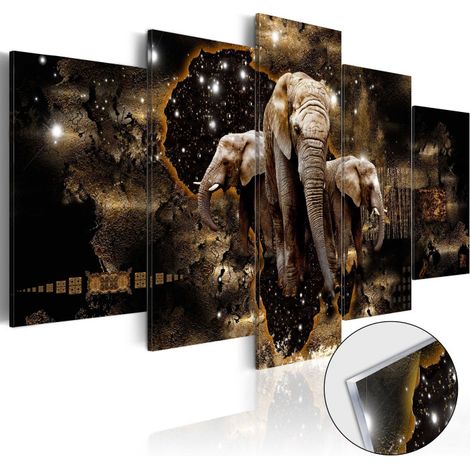 Tableau sur Verre Acrylique "Brown Elephants" 50 x 100 cm (1/2)