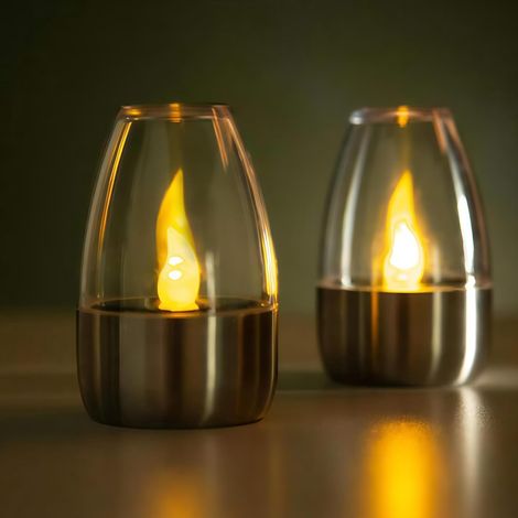 Bougie Lumineuse Solaire - Bougie LED Sans Flamme avec Capteur Crépuscule à Aube - Étanche IP65 - Pour Jardin Patio Lanterne - Lot de 6 (1/5)