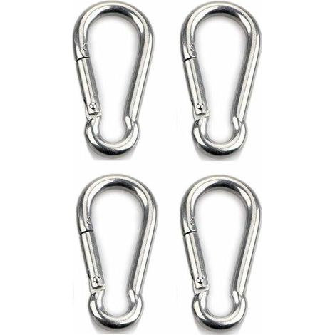 Mousqueton à fixation 4 pièces pour usage intensif, sports, chiens de verrouillage, hamac à balançoire, acier inoxydable 304, épaisseur 8 mm (1/3)