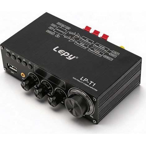 Amplificateur Stéréo 2.1 Canaux Bluetooth 5.1, Récepteur Audio HiFi Numérique avec USB, AUX, Coaxial Numérique, pour Home Cinéma (1/5)