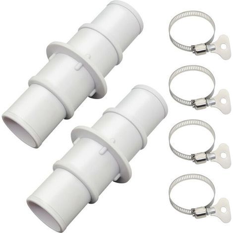 Adaptateur de tuyau de piscine, ensemble de connecteurs de tuyau de natation, conception filetée anti-fuite, lot de 2 avec 4 colliers de serrage, idéal pour le nettoyage des piscines (1/4)