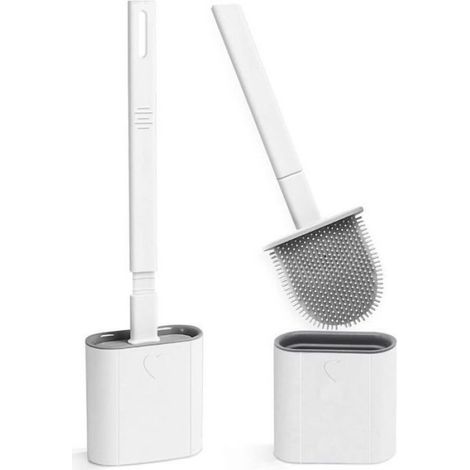 Brosse De Toilette - Support En Silicone - Pour Salle De Bain - Lot De 2 (1/5)