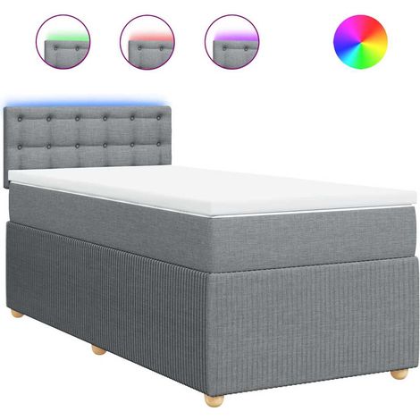 Maison Exclusive - Sommier à lattes de lit avec matelas Gris clair 100x200cm Tissu (1/5)