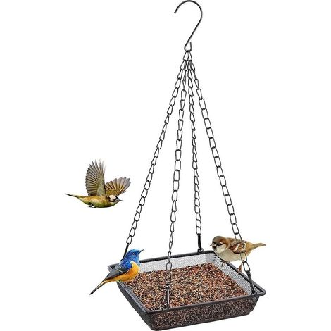 Mangeoire à mailles fines suspendues avec chaîne en acier inoxydable - Mangeoire à oiseaux résistante aux intempéries - Mangeoire pour oiseaux sauvages, mésanges et moineaux (1/5)