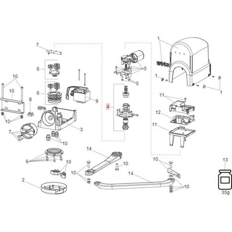 Kupplungsgruppe für Motor 391 Compas Energy Compas Ersatz FAAC GENIUS 63001049 (1/3)