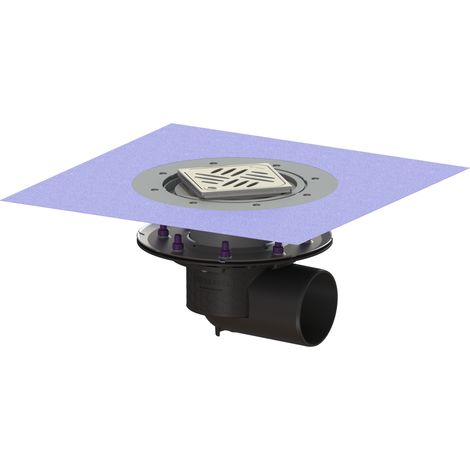 Siphon de sol Ecoguss Pressfl. DN 100, montage latéral, Variofix, grille design
