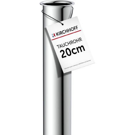 Kirchhoff 98848018 Immersione Cromato, 20 cm, prolunga 200 mm Bottiglia e sifone Tubolare, 1 1/4 Pollici, Tubo aggiuntivo Extra Lungo lavandino, Scarico in Acciaio Inox, Cromo, 20cm (1/4)