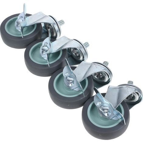 4 Pièces Roulettes Pivotantes à Tige Filetée Tpr Inox Argenté (1/5)