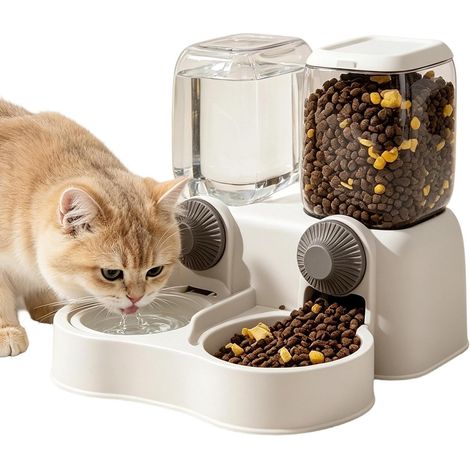 Distributeur automatique d'eau et de nourriture pour chats et chiens, 1300 ml, étanche à la poussière, convient pour une utilisation en cage, au sol ou au mur. (1/5)