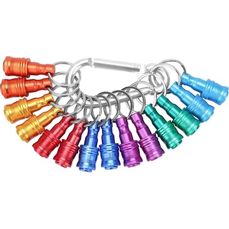 14 pièces Porte-embouts de tournevis à tige de 1/4 pouce, rallonge, porte-clés, adaptateur de vis, porte-foret (7 couleurs) (1/5)