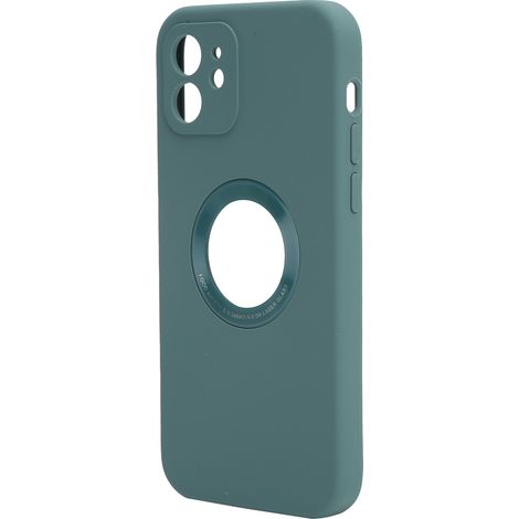 Étui de téléphone en silicone liquide à protection intégrale pour iPhone 12/12 Pro, étanche et vert (1/5)