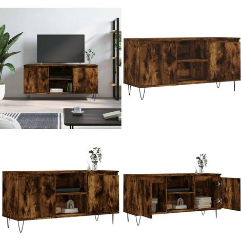 TV-Schrank Räuchereiche 104x35x50 cm Holzwerkstoff - TV Schrank - Fernsehtisch - Regal - Wohnzimmer Dekoration - Holzmöbel - Home & Living (1/5)