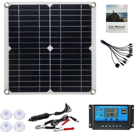12W Panneau Solaire Mono Photovoltaïque Module 100A Contrôleur pour Car Caravan Home Garden Batterie Chargeur (1/4)