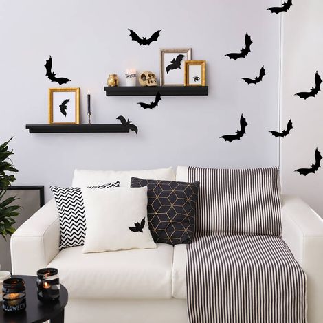[Halloween-Dekoration] [Fledermaus-Silhouette] [Metallfledermaus] 3-teiliges Edelstahl-Set (groß/mittel/klein) für den Innen- und Außenbereich (1/5)