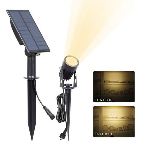 (3000K), projecteur solaire extérieur, projecteur solaire de jardin, IP65, 2 niveaux de luminosité, arbre, patio, éclairage d'allée de jardin (1/5)