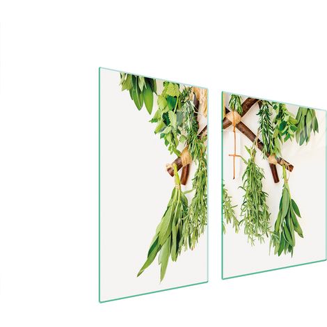 ASSIETTE EN VERRE et PLANCHE À DÉCOUPER 100x52 HERBES (1/5)