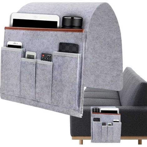 Sac de rangement adapté à l'accoudoir du canapé - sac de rangement antidérapant adapté à la table de chevet, adapté aux fauteuils inclinables, sac de rangement multifonctionnel adapté à l'accoudoir du (1/5)