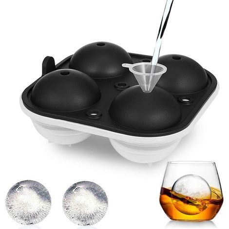 Moule à glaçons sphériques en silicone noir, 1 pièce, idéal pour le whisky. (1/5)