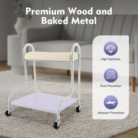 2 Etagen Fussbadewanne, Rollwagen mit 4 Universalrädern Metall Maximale Belastbarkeit Etwa 100 kg Zubehör für Fußbäder 53x37x66 cm Weiß