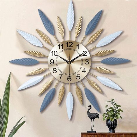 Riesige, 56 cm große Wanduhr aus goldenem Metall, geräuschloses, modernes Design, originelle und kreative Wanduhr, dekorativ, tickfrei, für Wohnzimmer, Schlafzimmer, Bar und Küche (1/4)
