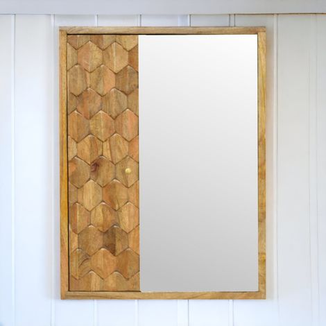 Meuble à miroir sculpté ananas en bois massif, Brun