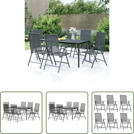 vidaXL Juego de comedor de jardín 7 piezas acero gris antracita (1/5)