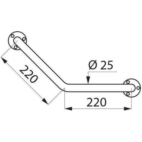 Delabie – Barre de maintien coudée 135° inox 304 poli brillant 220x220mm – Capacité 200 kg – Fixation 3 trous pour installation sécurisée (1/4)