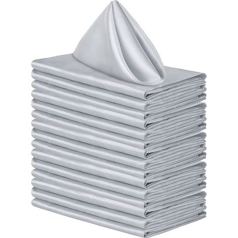 16 serviettes carrées en satin, brillantes, soyeuses et douces, parfaites pour la décoration d'une réception de mariage, mesurant 4343 cm de gris. (1/4)