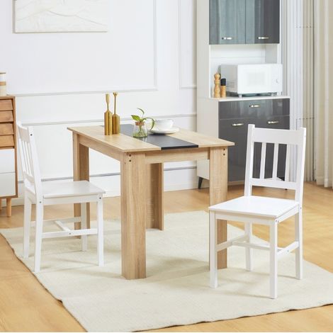 Silla de comedor de madera blanca, estilo clásico, 46,5 x 41 x 85,5 cm (1/5)