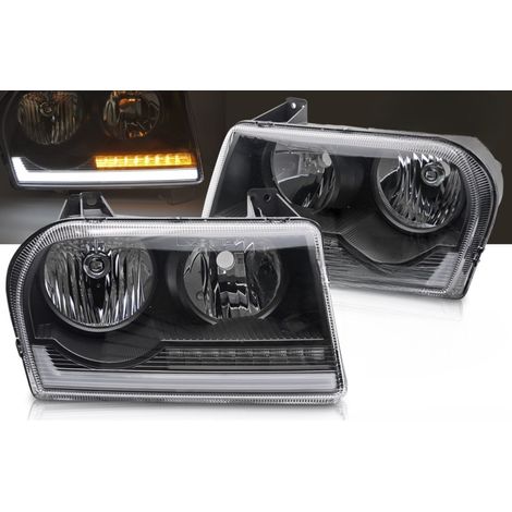 Paire de feux phares Chrysler 300C de 2005 a 2008 Tube Light Noir-41293649 (1/4)