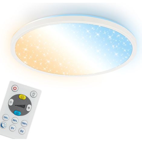 Briloner LED Deckenlampe Fernbedienung 30x4 cm Rund 18W 2400lm 3000K-6500K Warmweiß bis Tageslichtweiß Dimmbar Weiß - Deckenleuchte Wohnzimmer Schlafzimmer Büro