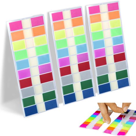 Index Tabs Adhesifs - 400 Feuilles Transparentes PET - 10 Couleurs - Pour Marquer Pages Livres Documents - Lot de 2 Carnets (1/5)