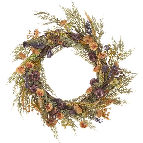 Corona decorativa de flores artificiales para puerta ø 45 cm hecho a mano verde Camrun