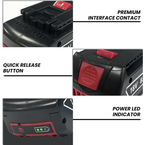 2 Baterías 18V 8,0Ah para Bosch GBA, batería para taladro y sierras (1/4)