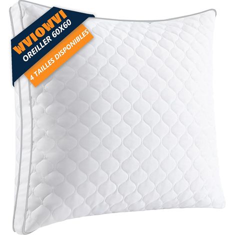 Oreiller 60x60, Oreiller Ergonomique Cervical - Réglable en Hauteur, Oreillers Ferme Confort, Coussin 60x60 avec Taies Amovibl - Respirant (1/5)