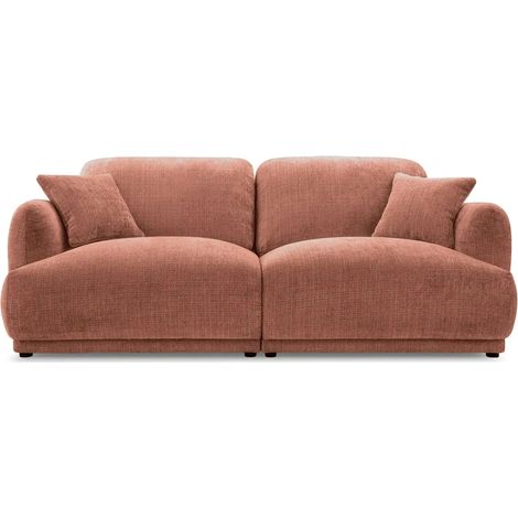 ROSALIE - Canapé droit tissu chenille 2 places Terracotta (1/5)