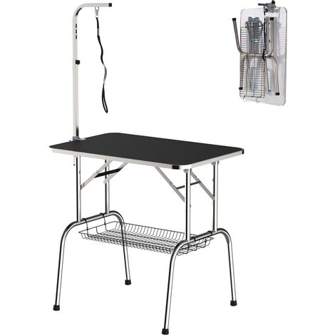 Acier inoxydable et surface antidérapante pour un toilettage plus sûr, table de grooming pour chien (1/5)