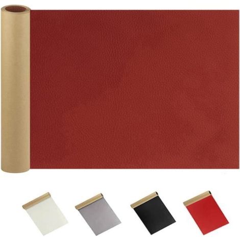 Patch de Réparation en Cuir 50 x 137cm,PU Patch Simili Cuir Autocollant Adhesif Reparation Cuir Pour Canapés,Sacs à Main(Vin rouge)-Ywey (1/4)