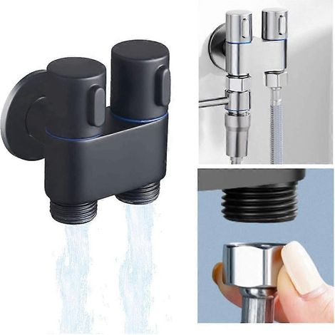 Mini robinet multifonctionnel en laiton, 1 entrée, 2 sorties, robinet à double commande pour lave-linge, chromé, convient aux lave-linge et aux toilettes - A (1/5)